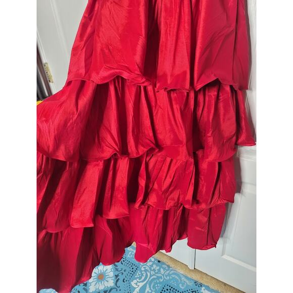 NEW Flamenco Tango Red Multi Tiered Dress SMALL cocktail ayered Fiesta Formal - Picture 4 of 13